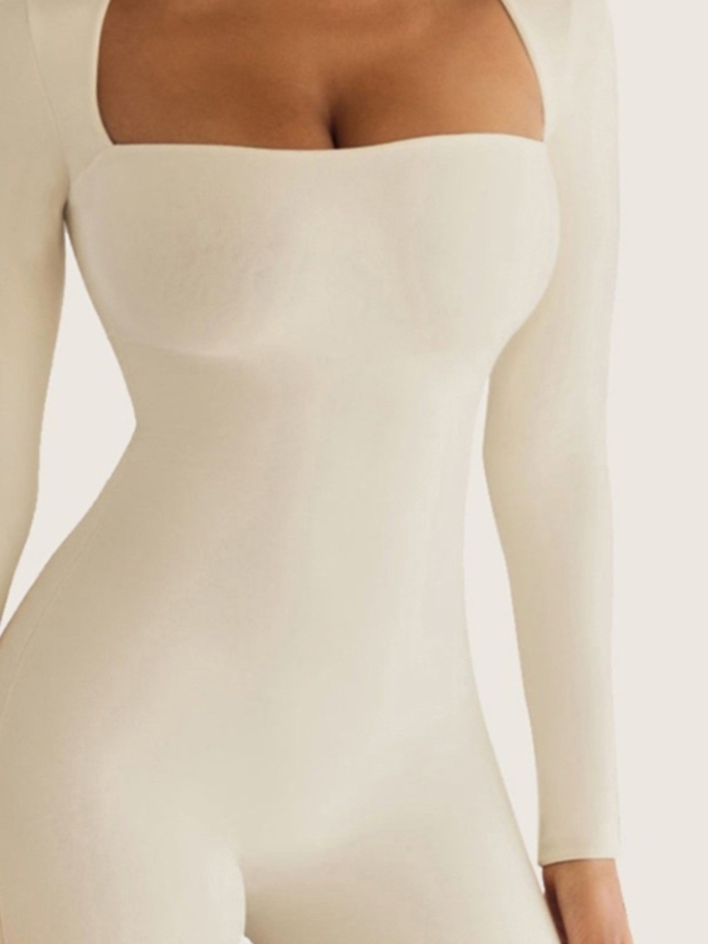 Cream High-Waist Shaping Shorts - Sculpting Shapewear